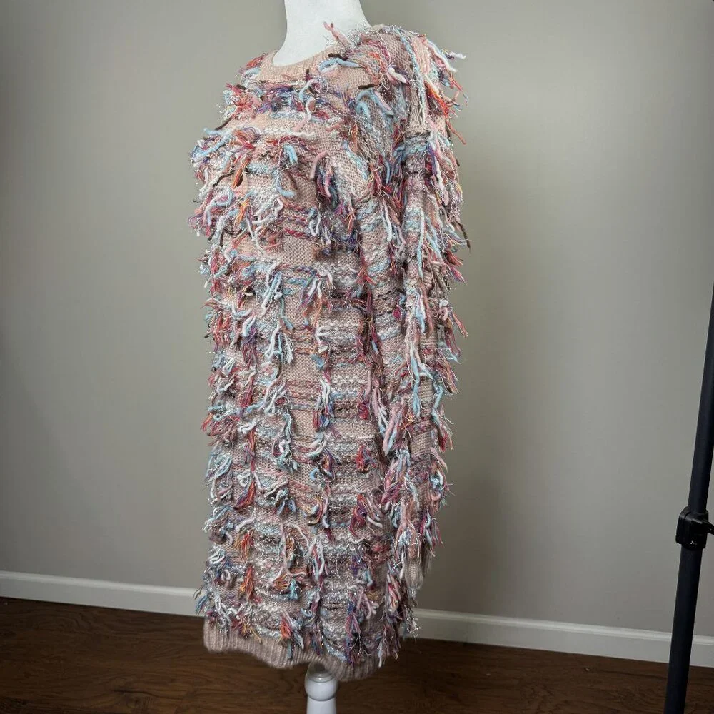 NEW Akira Womens S Dress Multicolor Fringe Knit Sweater Party Cocktail Winter - Picture 3 of 12